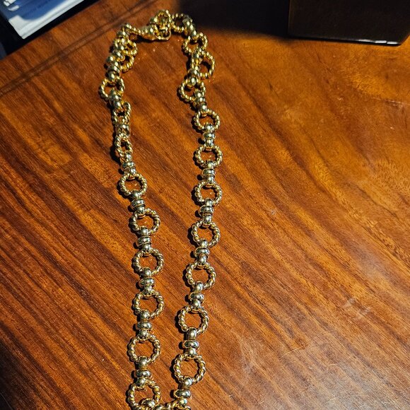 HOLIDAY RUNWAY STATEMENT JOSE & MARIA BARRERA BLACK CRYSTAL GOLD NECKLACE STRAND - Picture 8 of 8